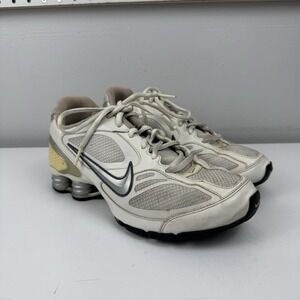 Nike‎ Shox NZ Women's 8 White Silver Yellow Running Shoes 417103-100